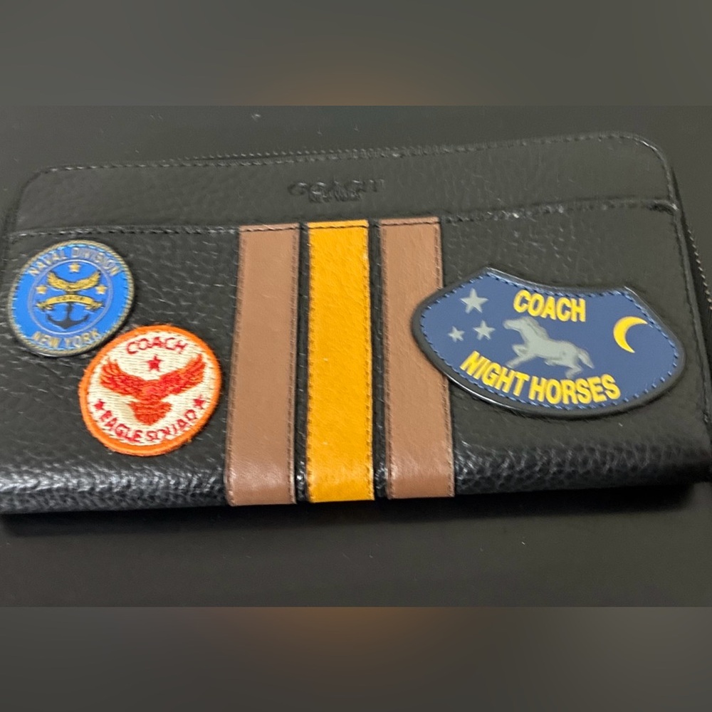 Coach Accordion Wallet With Military Patch And Varsity Stripes